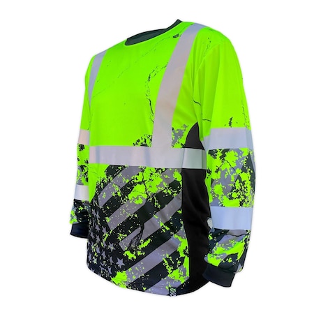 Safetyshirtz SS360 American Grit Class 3 Long Sleeve T-Shirt, Safety Green, 3XL 65111318XXXL